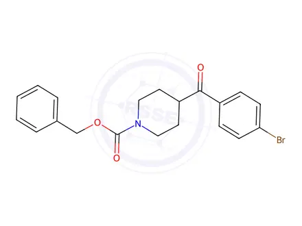 Chemical structure of 1-Piperidinecarboxylic acid, 4-(4-bromobenzoyl)-, phenylmethyl ester