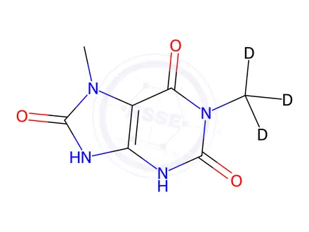 Chemical structure of 1,7-Dimethyluric Acid-d3