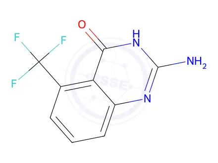 Chemical structure of 4(3H)-Quinazolinone, 2-amino-5-(trifluoromethyl)-