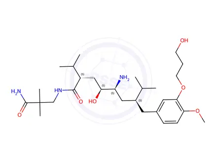 Chemical structure of (2S,4S,5S,7S)-5-Amino-N-(3-amino-2,2-dimethyl-3-oxopropyl)-4-hydroxy-7-(3-(3-hydroxypropoxy)-4-methoxybenzyl)-2-isopropyl-8-methylnonanamide