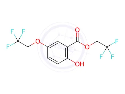 Chemical structure of 2,2,2-Trifluoroethyl 2-Hydroxy-5-(2,2,2-trifluoroethoxy)benzoate