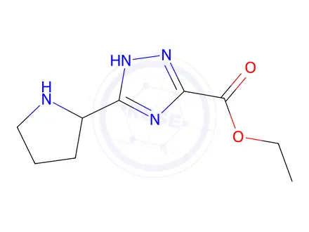 Chemical structure of ethyl 3-(pyrrolidin-2-yl)-1H-1,2,4-triazole-5-carboxylate