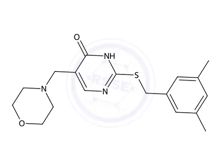 Chemical structure of 2-((3,5-Dimethylbenzyl)thio)-5-(morpholinomethyl)pyrimidin-4(3H)-one
