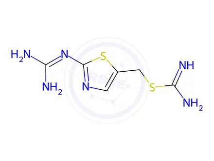 Chemical structure of (2-Guanidinothiazol-5-yl)methyl carbamimidothioate Dihydrochloride