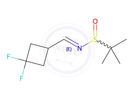 Chemical structure of (E)-N-((3,3-Difluorocyclobutyl)methylene)-2-methylpropane-2-sulfinamide