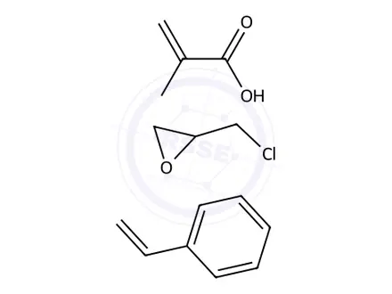Chemical structure of Bisphenol A-epichlorohydrin-methacrylic acid-styrene copolymer