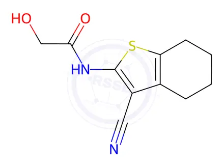 Chemical structure of N-(3-cyano-4,5,6,7-tetrahydrobenzo[b]thiophen-2-yl)-2-hydroxyacetamide