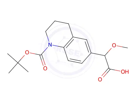 Chemical structure of 2-(1-(Tert-butoxycarbonyl)-1,2,3,4-tetrahydroquinolin-6-yl)-2-methoxyacetic acid