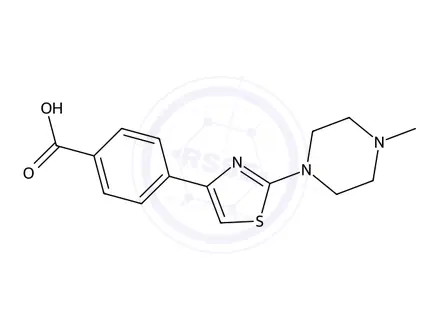 Chemical structure of 4-(2-(4-Methylpiperazin-1-yl)thiazol-4-yl)benzoic acid