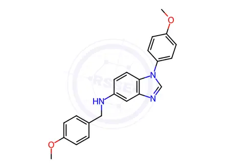 Chemical structure of N-(4-methoxybenzyl)-1-(4-methoxyphenyl)-1H-benzo[d]imidazol-5-amine
