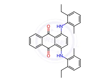 Chemical structure of 1,4-bis((2-ethyl-6-methylphenyl)amino)anthracene-9,10-