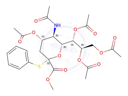 Chemical structure of N-Acetyl-2-S-phenyl-2-thio-4,7,8,9-tetraacetate-α-neuraminic Acid Methyl Ester