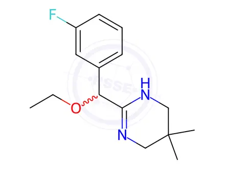 Chemical structure of 3,4,5,6-Tetrahydro-5,5-dimethyl-2-(α-ethoxy-3-fluorobenzyl)pyrimidine