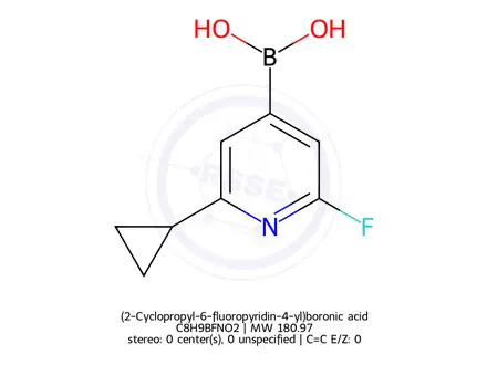 Chemical structure of (2-Cyclopropyl-6-fluoropyridin-4-yl)boronic acid