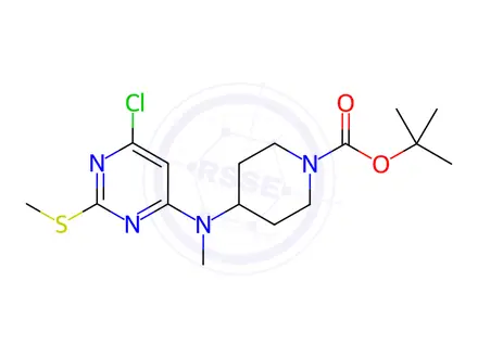 Chemical structure of tert-Butyl 4-((6-chloro-2-(methylthio)pyrimidin-4-yl)(methyl)amino)piperidine-1-carboxylate
