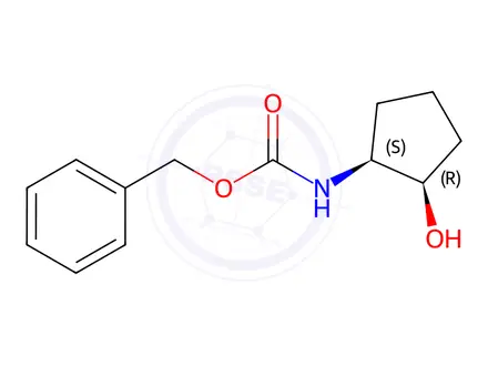Chemical structure of benzyl (1S,2R)-2-hydroxycyclopentylcarbamate