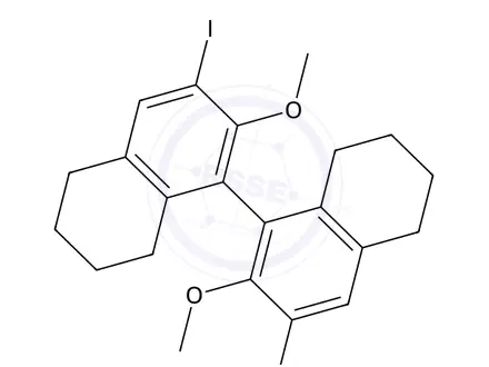 Chemical structure of (1S)-5,5′,6,6′,7,7′,8,8′-Octahydro-3,3′-diiodo-2,2′-dimethoxy-1,1′-binaphthalene
