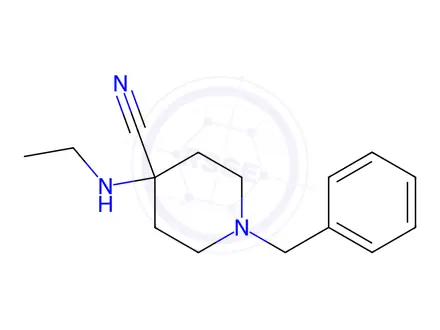 Chemical structure of 1-Benzyl-4-(ethylamino)piperidine-4-carbonitrile