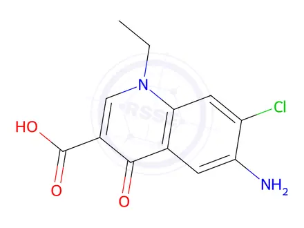 Chemical structure of 6-Amino-7-chloro-1-ethyl-4-oxo-1,4-dihydroquinoline-3-carboxylic acid