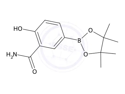 Chemical structure of 2-Hydroxy-5-(4,4,5,5-tetramethyl-1,3,2-dioxaborolan-2-yl)benzamide