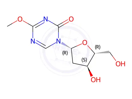 Chemical structure of 1-((2R,4S,5R)-4-Hydroxy-5-(hydroxymethyl)tetrahydrofuran-2-yl)-4-methoxy-1,3,5-triazin-2(1H)-one