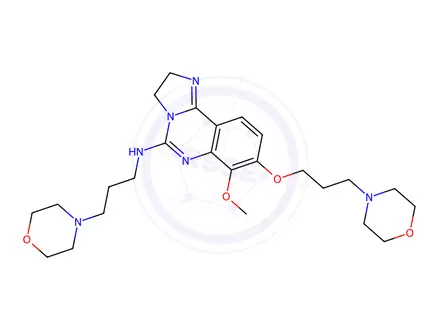 Chemical structure of 7-methoxy-8-(3-morpholinopropoxy)-N-(3-morpholinopropyl)-2,3-dihydroimidazo[1,2-c]quinazolin-5-amine