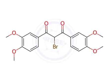 Chemical structure of 2-Bromo-1,3-bis(3,4-dimethoxyphenyl)propane-1,3-dione