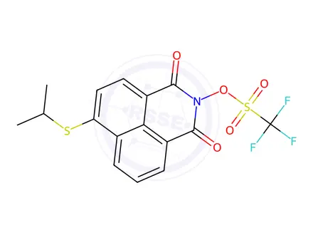 Chemical structure of Methanesulfonic acid, 1,1,1-trifluoro-, 6-[(1-methylethyl)thio]-1,3-dioxo-1H-benz[de]isoquinolin-2(3H)-yl ester