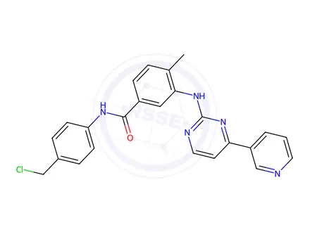 Chemical structure of N-(4-(chloromethyl)phenyl)-4-methyl-3-((4-(pyridin-3-yl)pyrimidin-2-yl)amino)benzamide