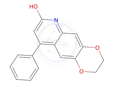 Chemical structure of 9-Phenyl-2,3-dihydro-[1,4]dioxino[2,3-g]quinolin-7-ol