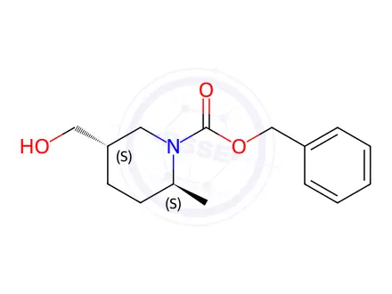Chemical structure of benzyl (2S,5S)-5-(hydroxymethyl)-2-methyl-piperidine-1-carboxylate