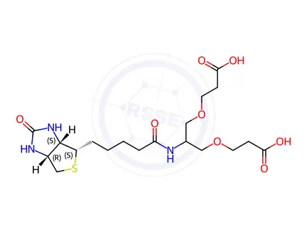 Chemical structure of Rel 3,3'-((2-(5-((3aS,4S,6aR)-2-oxohexahydro-1H-thieno[3,4-d]imidazol-4-yl)pentanamido)propane-1,3-diyl)bis(oxy))dipropionic acid
