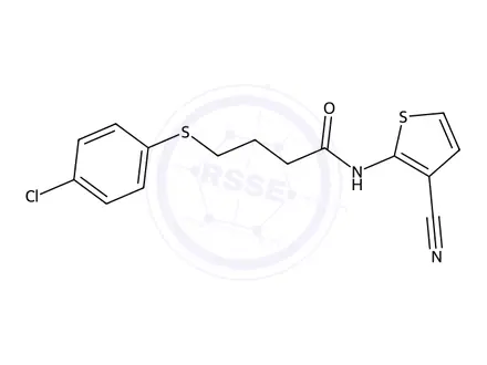 Chemical structure of 4-((4-Chlorophenyl)thio)-N-(3-cyanothiophen-2-yl)butanamide
