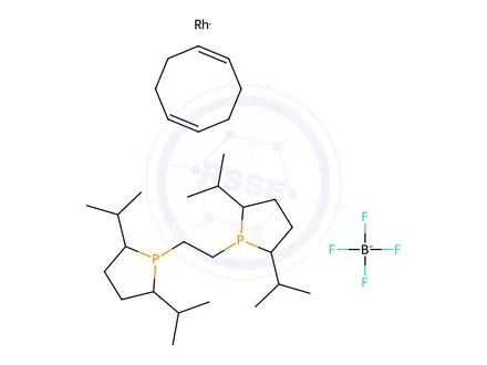 Chemical structure of 1,2-Bis((2R,5R)-2,5-di-i-propylphospholano)ethane(cyclooctadiene)rhodium(I) tetrafluoroborate