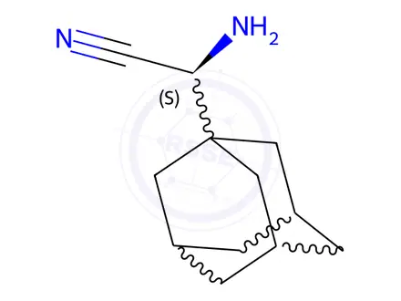 Chemical structure of (S)-2-((3S,5S,7S)-adamantan-1-yl)-2-aminoacetonitrile