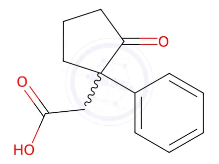 Chemical structure of 2-Oxo-1-phenylcyclopentaneacetic acid