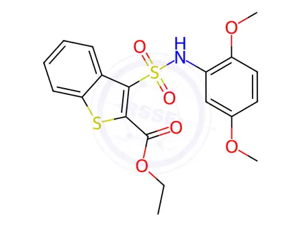 Chemical structure of Ethyl 3-(N-(2,5-dimethoxyphenyl)sulfamoyl)benzo[b]thiophene-2-carboxylate
