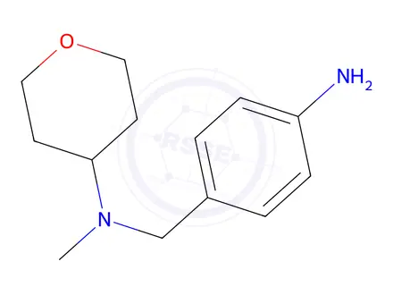 Chemical structure of N-[(4-AMINOPHENYL)METHYL]TETRAHYDRO-N-METHYL-2H-PYRAN-4-AMINE DIHYDROCHLORIDE