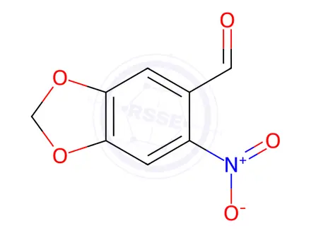 Chemical structure of 6-nitrobenzo[d][1,3]dioxole-5-carbaldehyde