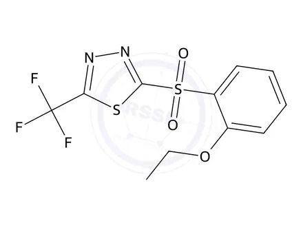 Chemical structure of 2-((2-Ethoxyphenyl)sulfonyl)-5-(trifluoromethyl)-1,3,4-thiadiazole