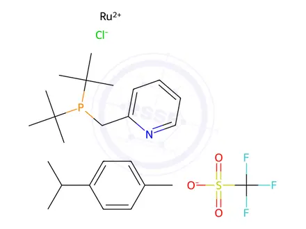 Chemical structure of Chloro(p-cymene)[2-[(di-tert-butylphosphino)methyl]pyridine]ruthenium(II) Triflate