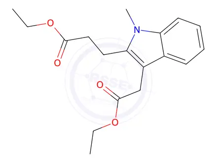 Chemical structure of Ethyl 3-(3-(2-ethoxy-2-oxoethyl)-1-methyl-1H-indol-2-yl)propanoate