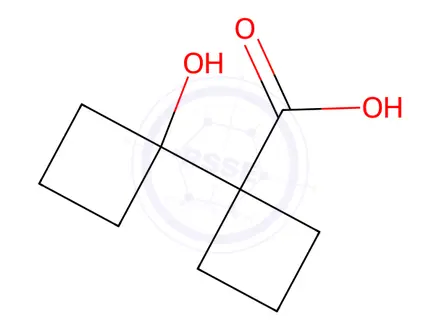 Chemical structure of 1-(1-Hydroxycyclobutyl)cyclobutane-1-carboxylic acid