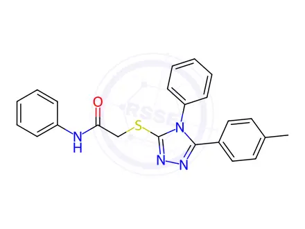 Chemical structure of N-phenyl-2-((4-phenyl-5-(p-tolyl)-4H-1,2,4-triazol-3-yl)thio)acetamide