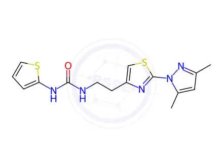 Chemical structure of 1-(2-(2-(3,5-Dimethyl-1H-pyrazol-1-yl)thiazol-4-yl)ethyl)-3-(thiophen-2-yl)urea