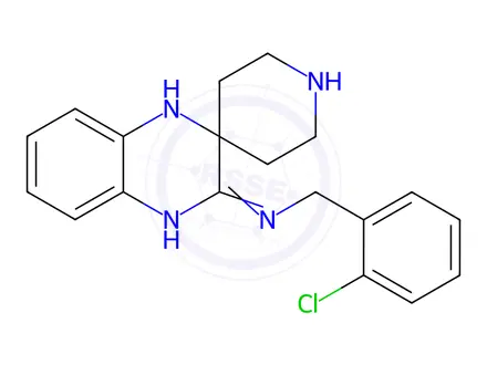 Chemical structure of N-(2-chlorobenzyl)-1',4'-dihydro-3'H-spiro[piperidine-4,2'-quinoxalin]-3'-imine