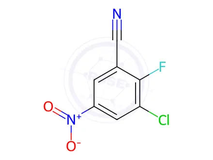 Chemical structure of Benzonitrile, 3-chloro-2-fluoro-5-nitro-