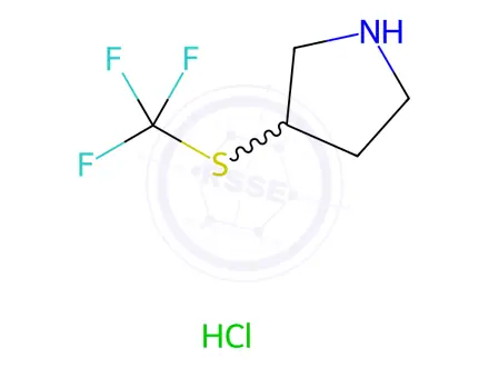 Chemical structure of Pyrrolidine, 3-[(trifluoromethyl)thio]-, hydrochloride (1:1)