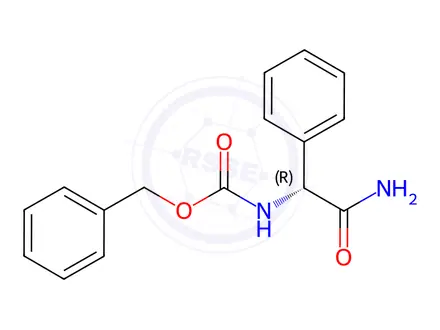 Chemical structure of Carbamic acid, N-[(1R)-2-amino-2-oxo-1-phenylethyl]-, phenylmethyl ester
