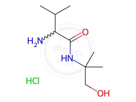 Chemical structure of 2-Amino-N-(2-hydroxy-1,1-dimethylethyl)-3-methylbutanamide hydrochloride